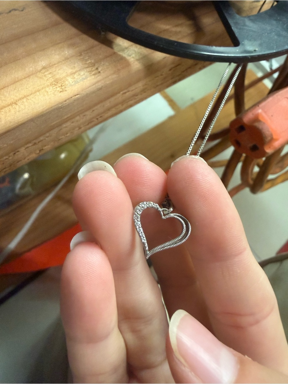 Delicate Silver Heart Pendant Necklace - Open Heart Design - Picture 2 of 2